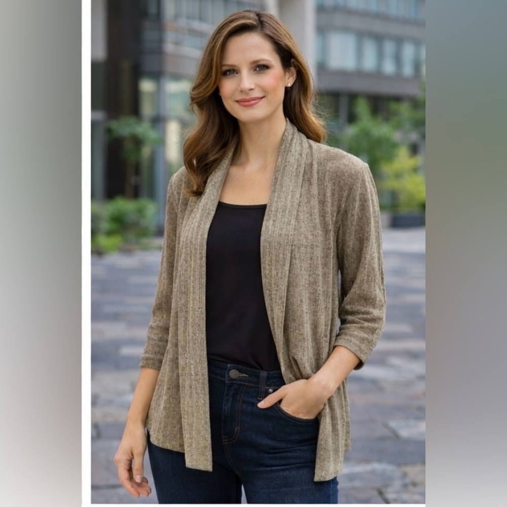 Women's Gold Open Front Cardigan Sweater